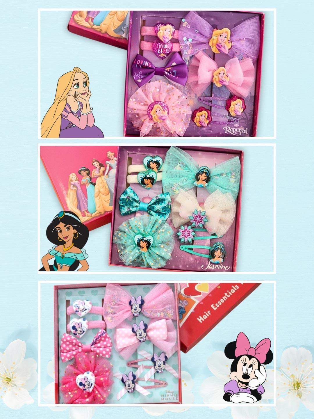 Disney By Yellow Bee Girls Jasmine & Princess Character Hair Accessory Combo