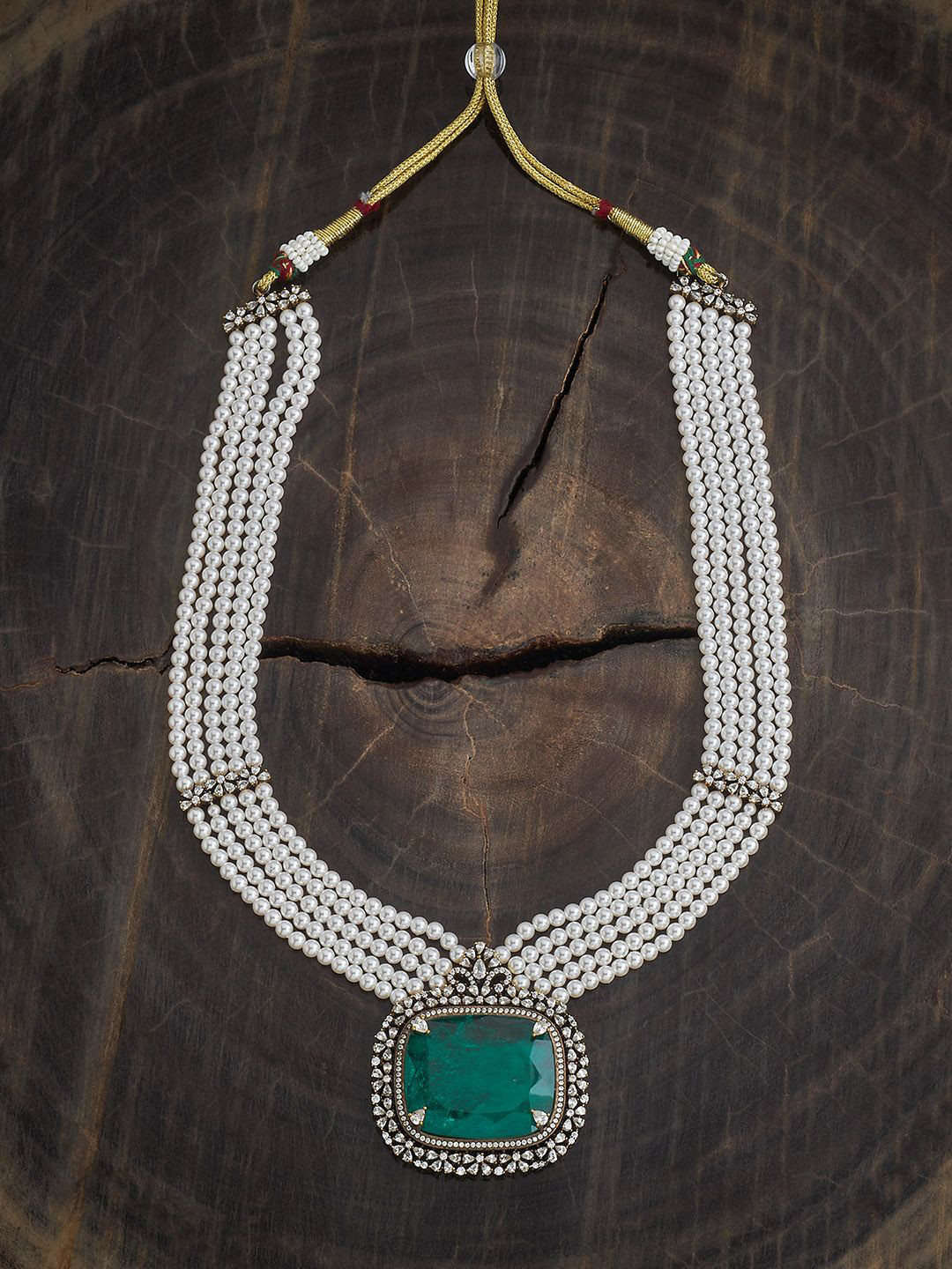 Kushal's Fashion Jewellery Victorian-Plated Zircon Stone Studded Statement Necklace