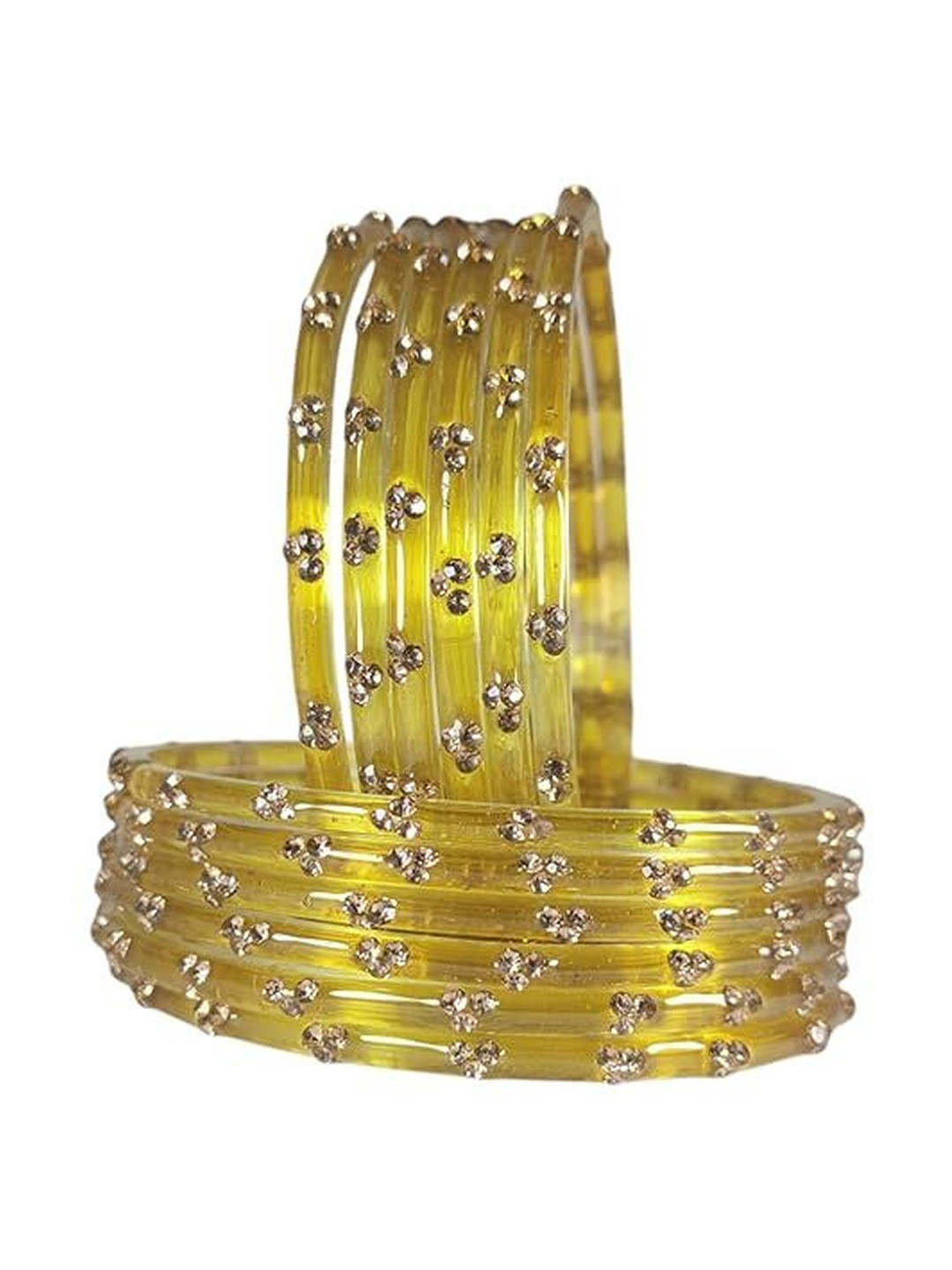 SD Star Gold Glass Artificial Stones & Beads Bangle