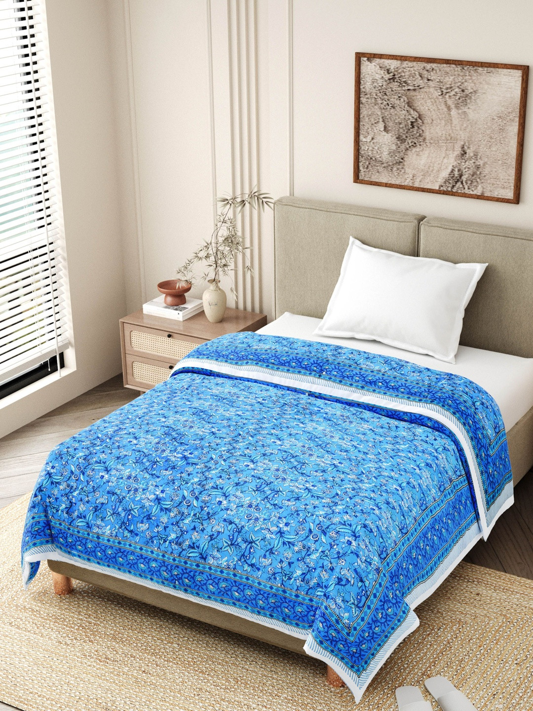 The Craft Monk Blue Floral Mild Winter 350 GSM Quilt