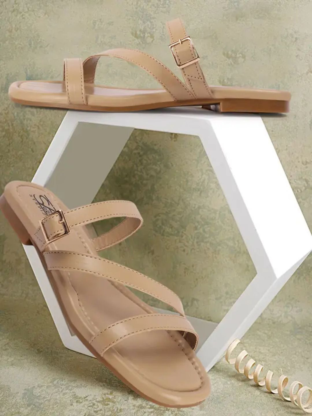 HARSHUDREAM Women Solid Open Toe Flats