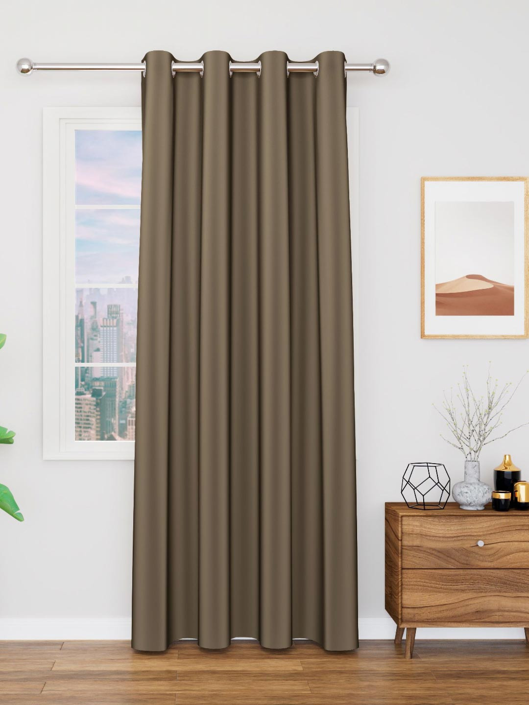 TOP DRAPES Brown Black Out Window Curtain