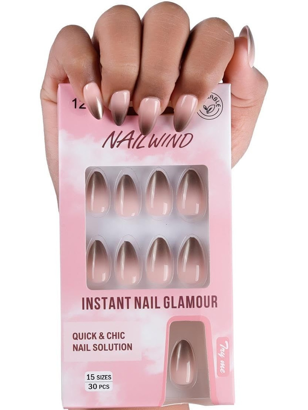 NAILWIND Set Of 30 Ombre Press On Nails - Metallic - 12