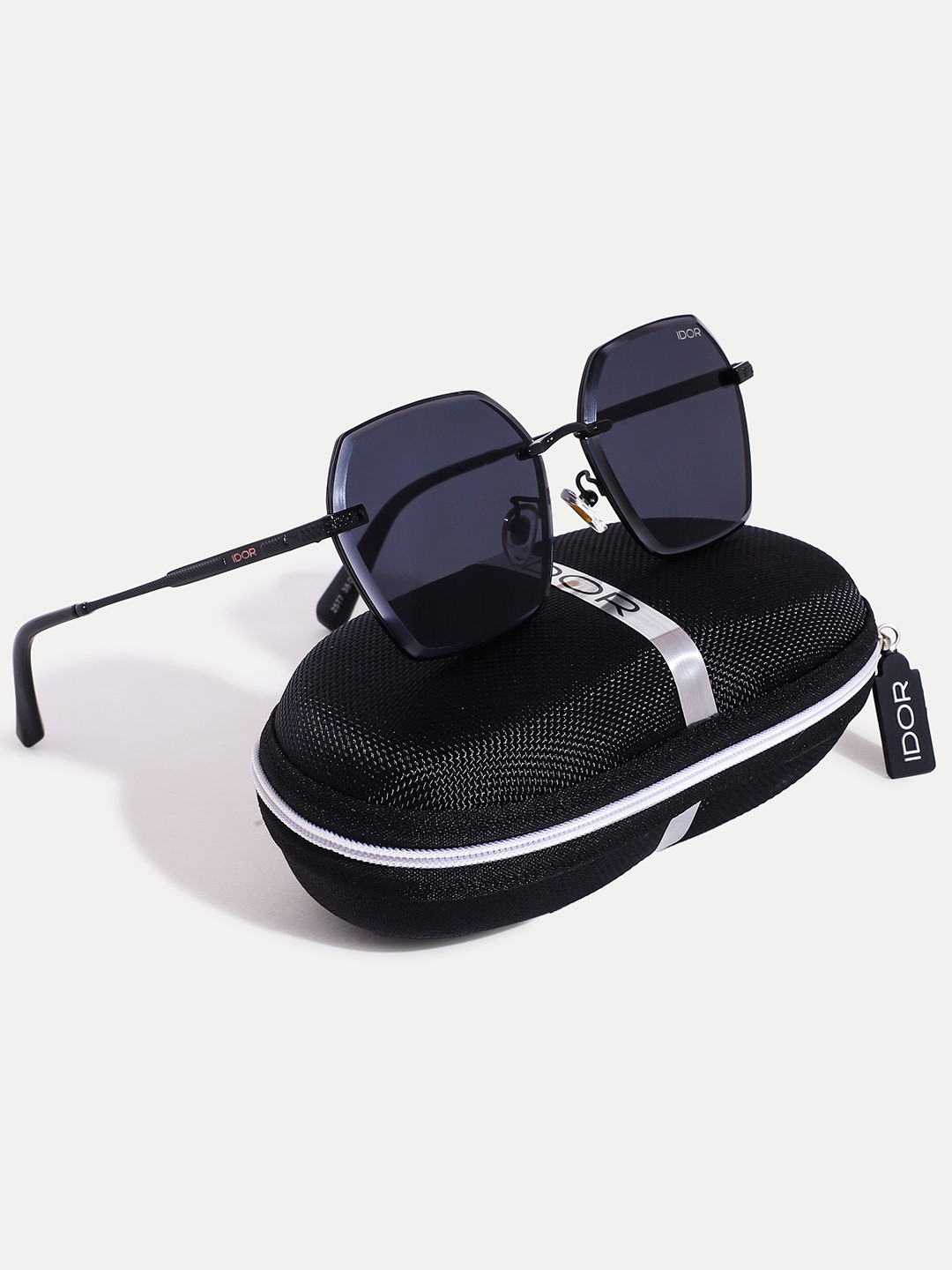 IDOR Unisex Full Rim UV Protected Square Sunglasses IDOR-2577-BLK