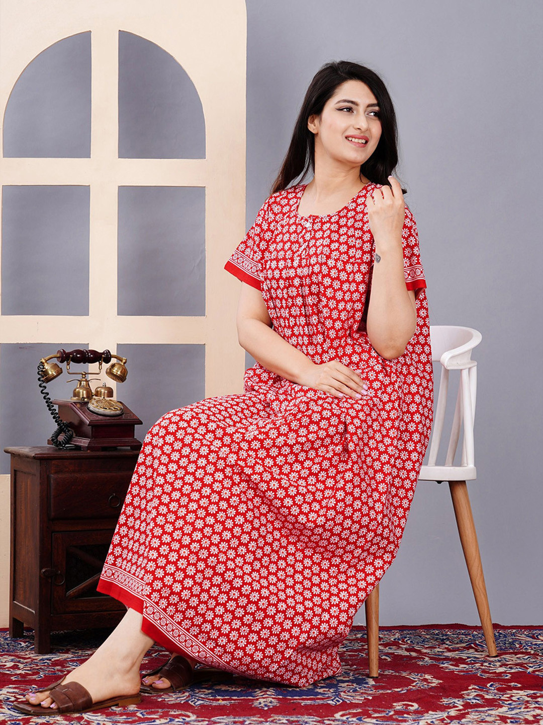 Serenita Printed Pure Cotton Maxi Nightdress