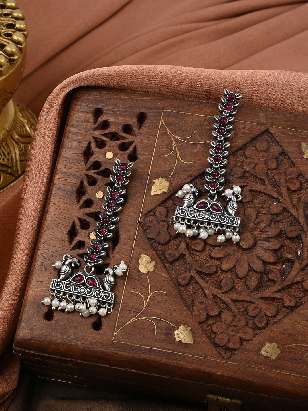 PATOLA BY VJ Leaf Shaped Drop Earrings