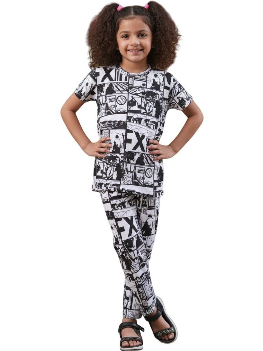 Nakshatra Unisex Kids Printed T-shirt with Pyjamas