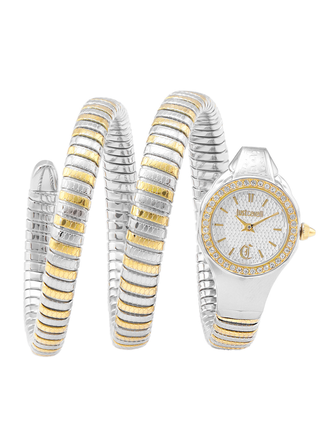 Just Cavalli Women Vita Textured Dial Wrap Around Straps Analogue Watch JC1L355M0055