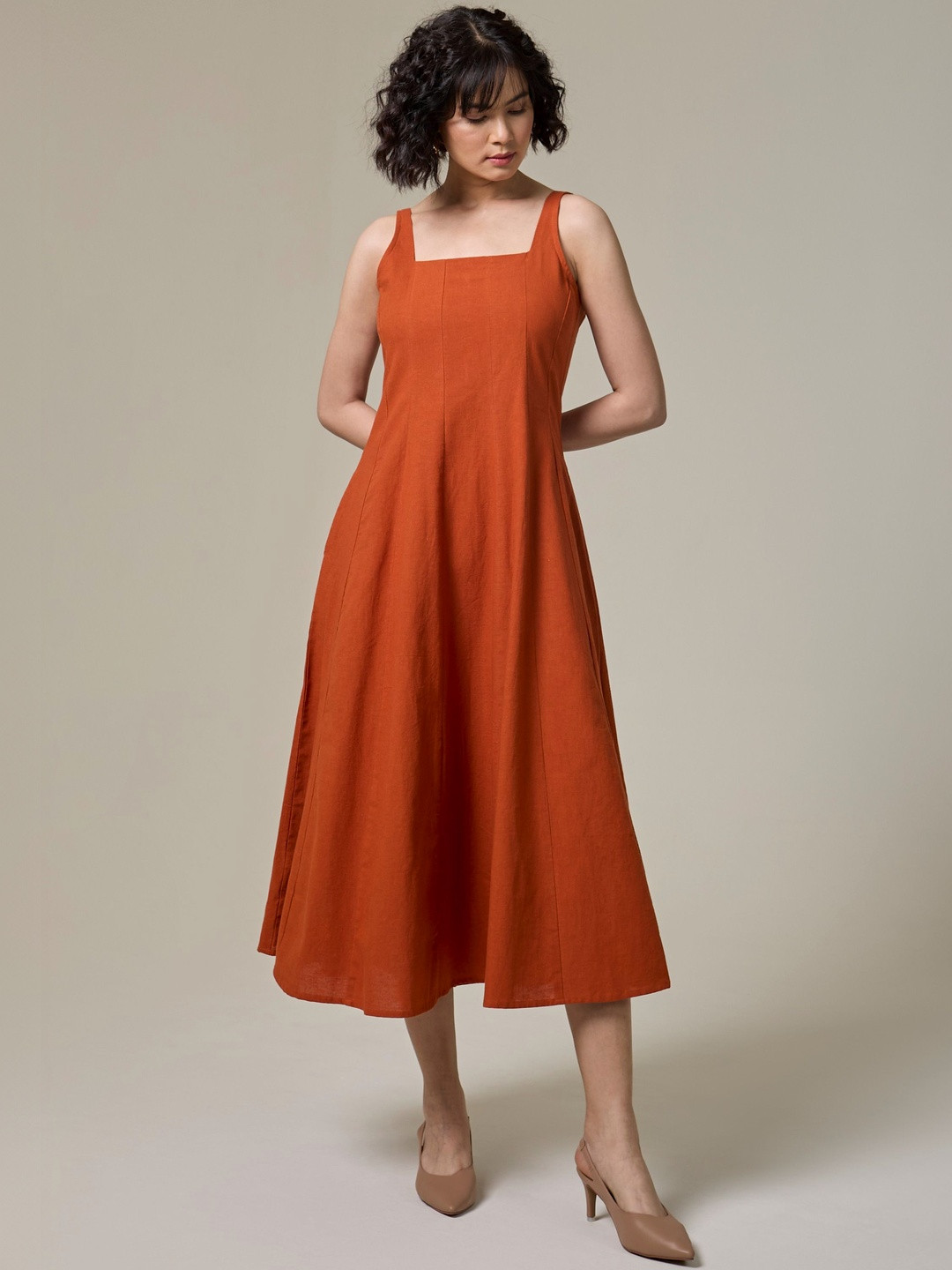 Studio Rabha Fit & Flare Midi Dress