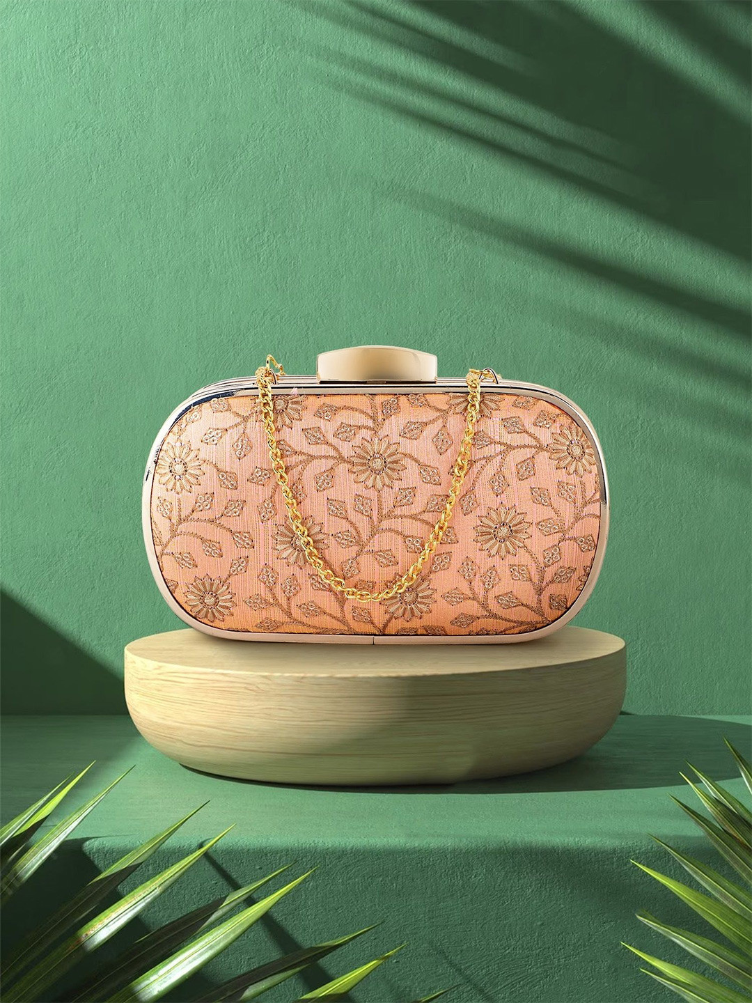 Anouk Floral Embroidered Faux Silk Box Clutch