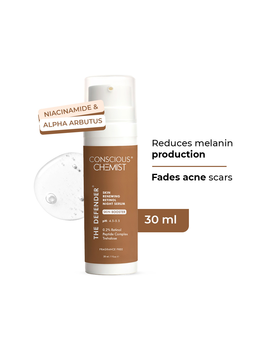 Conscious Chemist 0.2% Encapsulated Retinol Anti Aging Face Serum for Wrinkles - 30ml