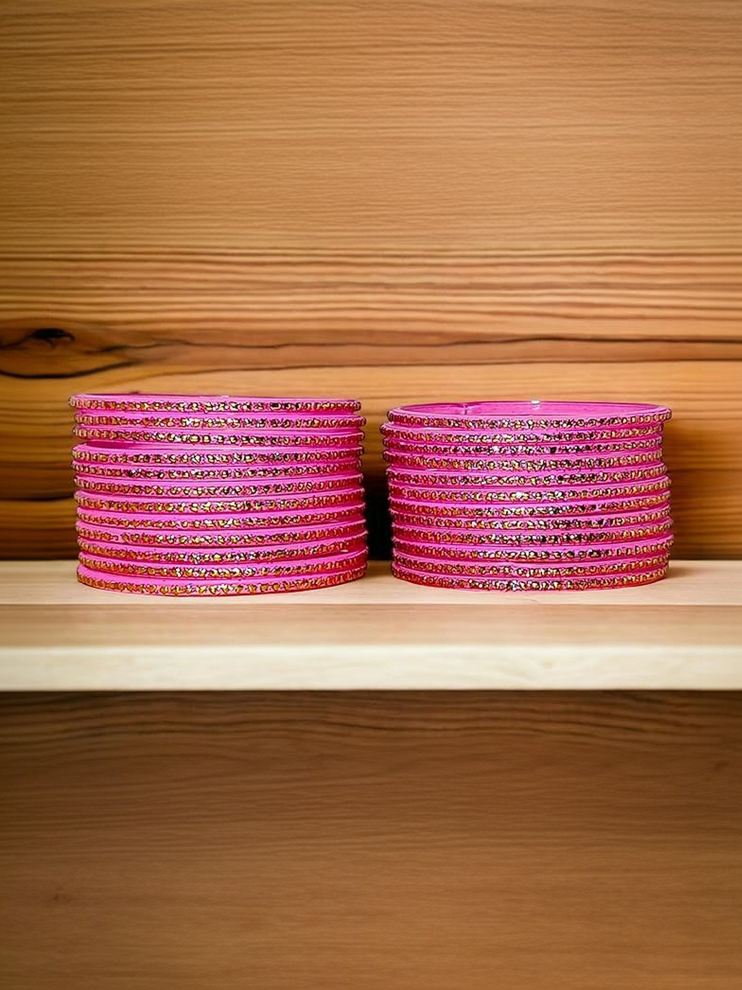 SD Star Pink Glass Artificial Stones & Beads Bangle