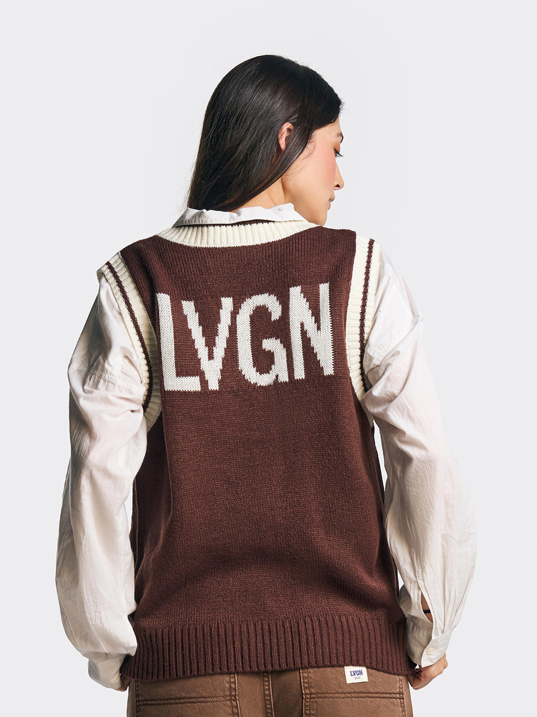 LOVEGEN Oversized V Neck Sweater Vest