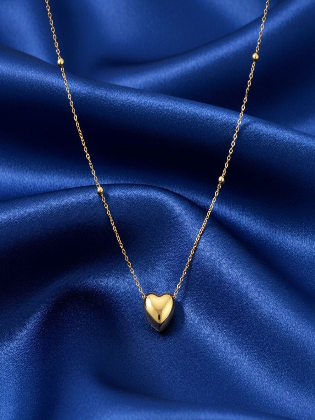 RACHIVA Stainless Steel 18K Gold-Plated Heart Shaped Pendants With Chain