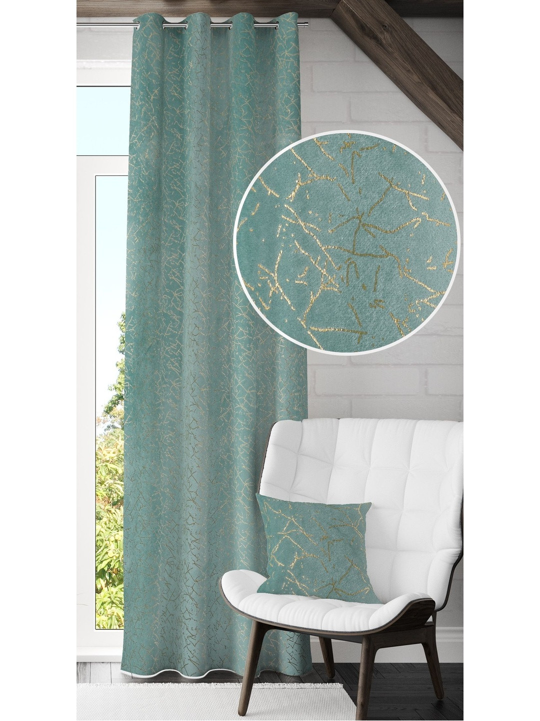 GEET CREATIONS Blue Window Curtain