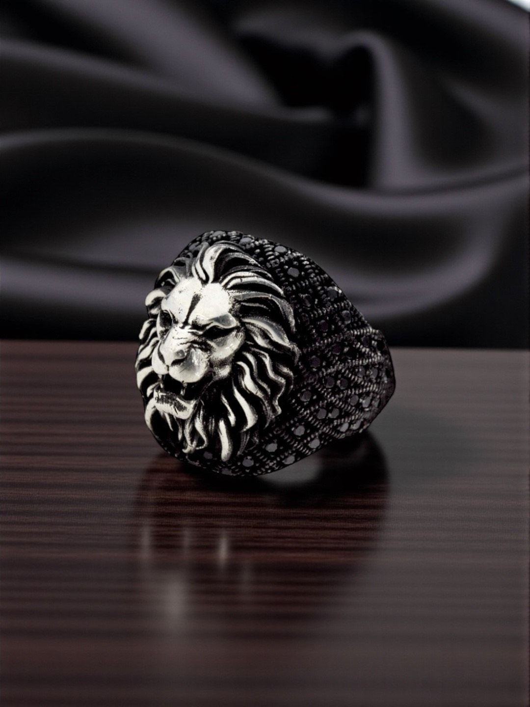 Azita Men Lion Turkish Oxidised Finger Ring