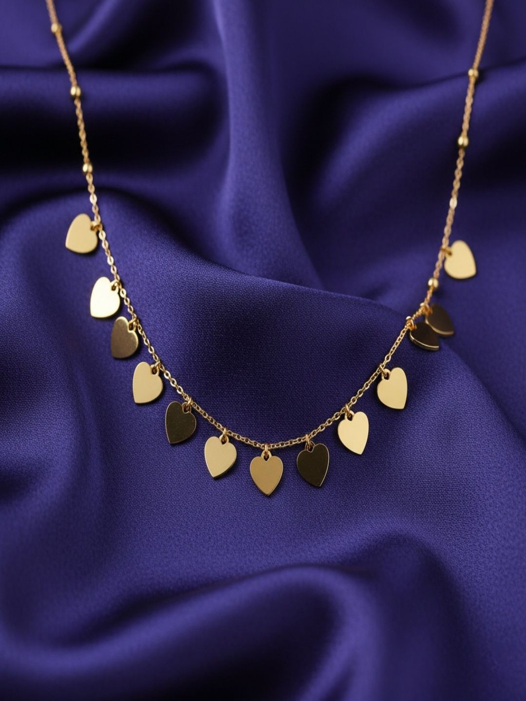 RACHIVA Stainless Steel Gold-Plated Heart Charm Necklace