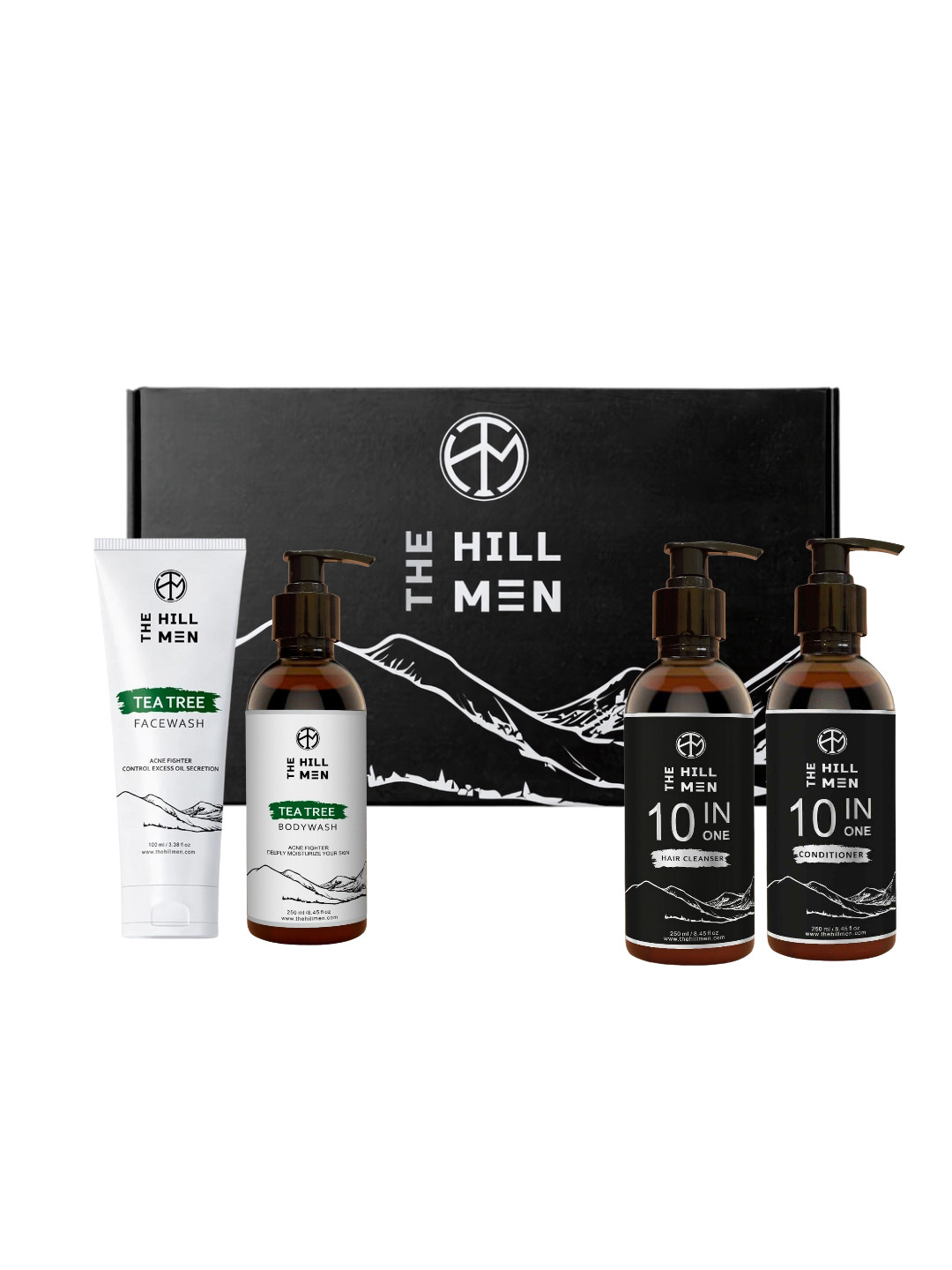 The Hill Men Set Of 4 Tea Tree Face Wash, Body Wash, Hair Cleanser & Conditioner