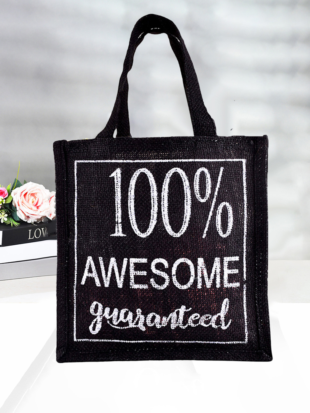 Kuber Industries Typography Printed Lunch Bag With Handle For Office