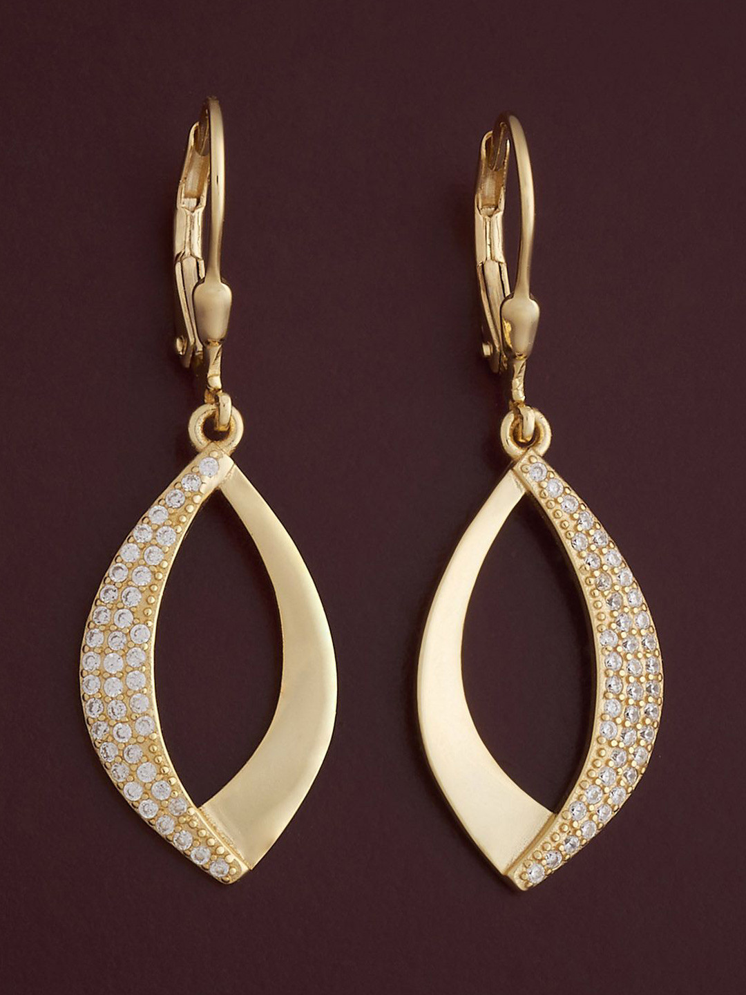 Kushal's Fashion Jewellery 92.5  Silver Gold-Plated Zircon Teardrop Hoop Earrings