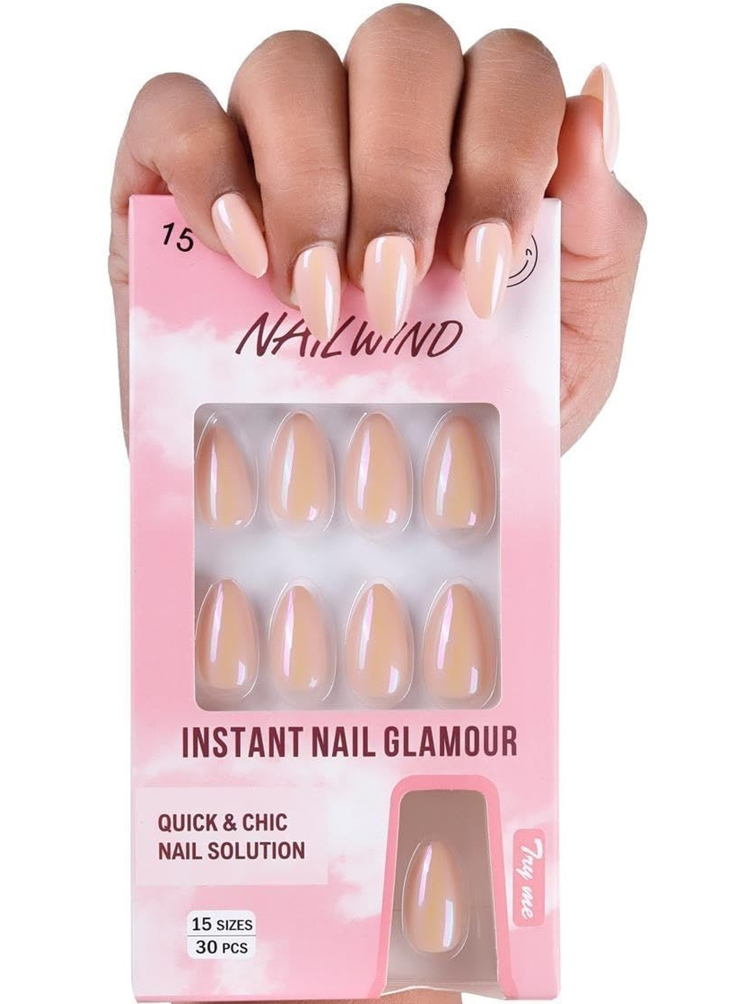 NAILWIND 30-Pcs Reusable Press On Nail-  Light Y 15