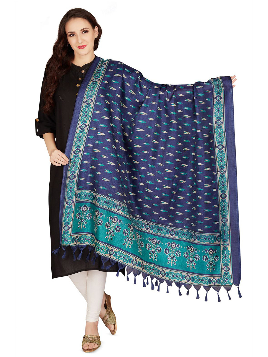 Rani Saahiba Women Printed Tassled Border Dupatta