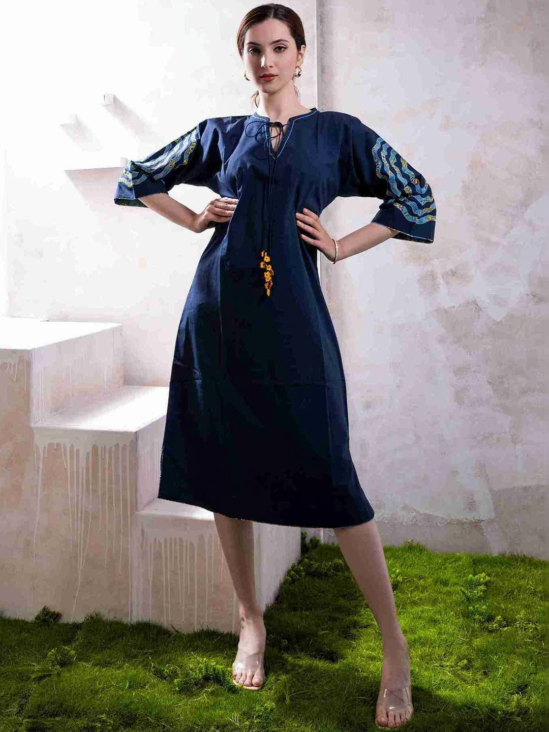 The White Tree Studio Floral Print A-Line Midi Dress