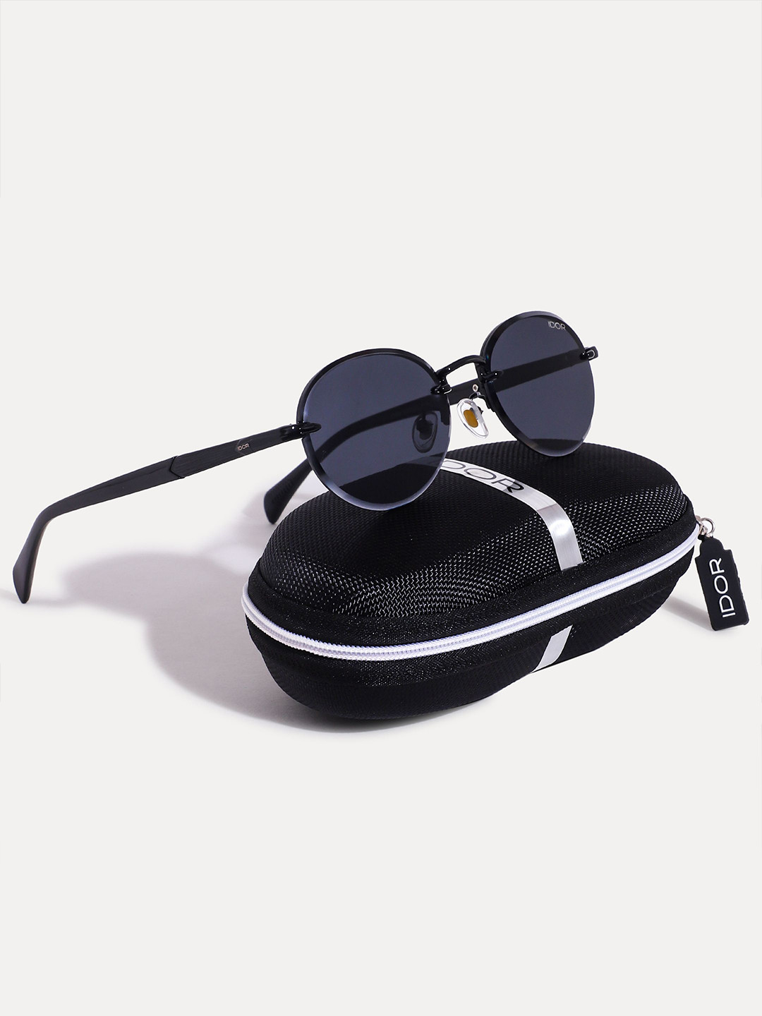 IDOR Women Premium Metal High Quality Oval Sunglasses with UV Protected Lens IDOR-2560-BLK