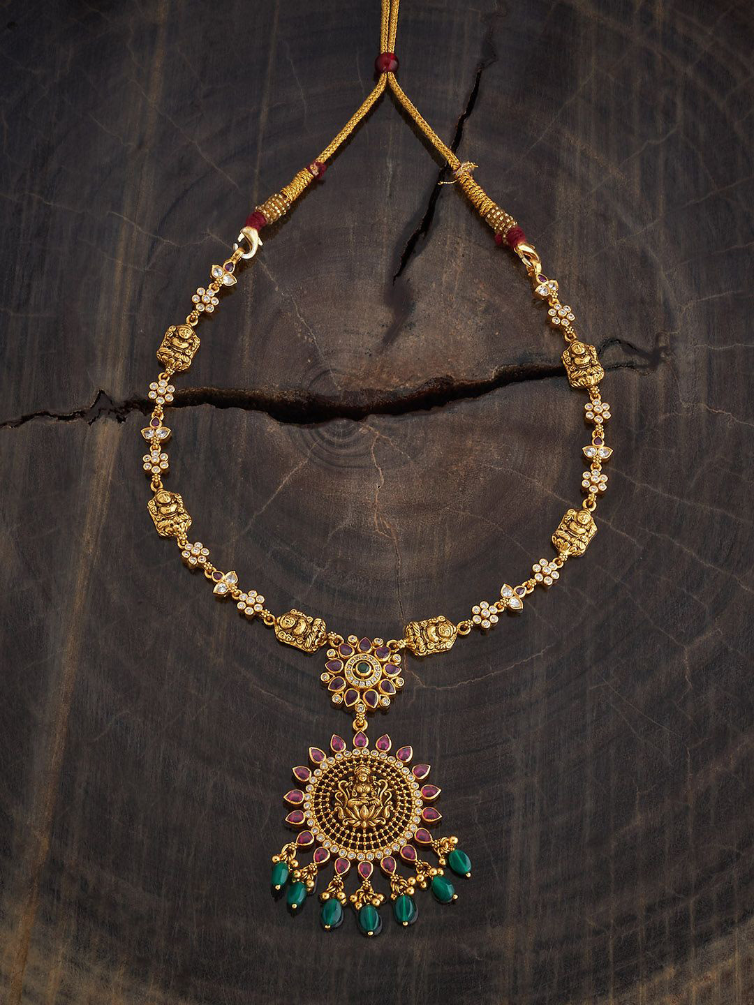 Kushal's Fashion Jewellery Embellished Bridal 92.5 Silver CZ- Lakshmi Necklace