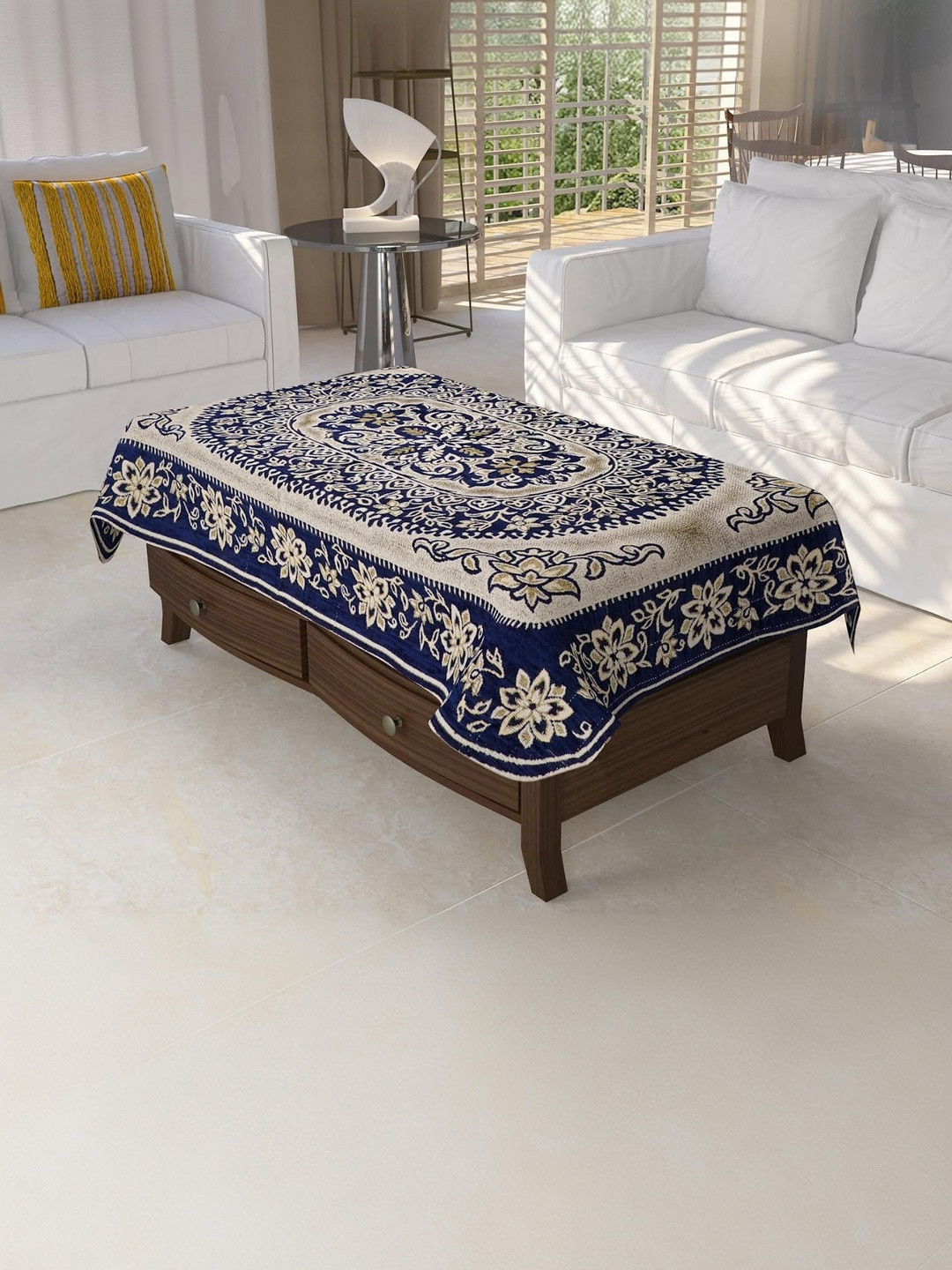 Furnishing Hut Blue  4 Seater Center Table Cloth Cover