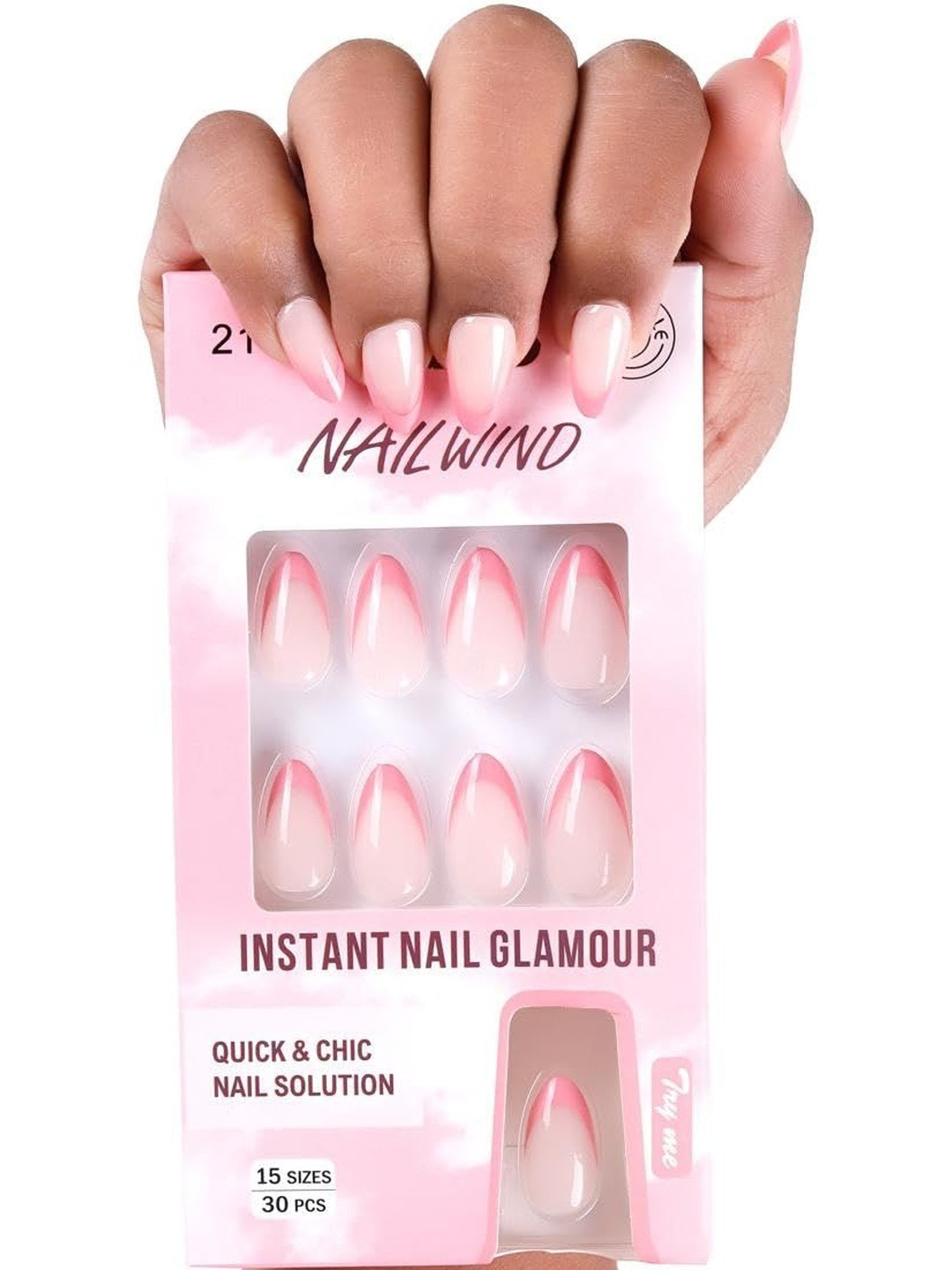 NAILWIND Set Of 30 Tip Press On Nails - Light Pink - 21