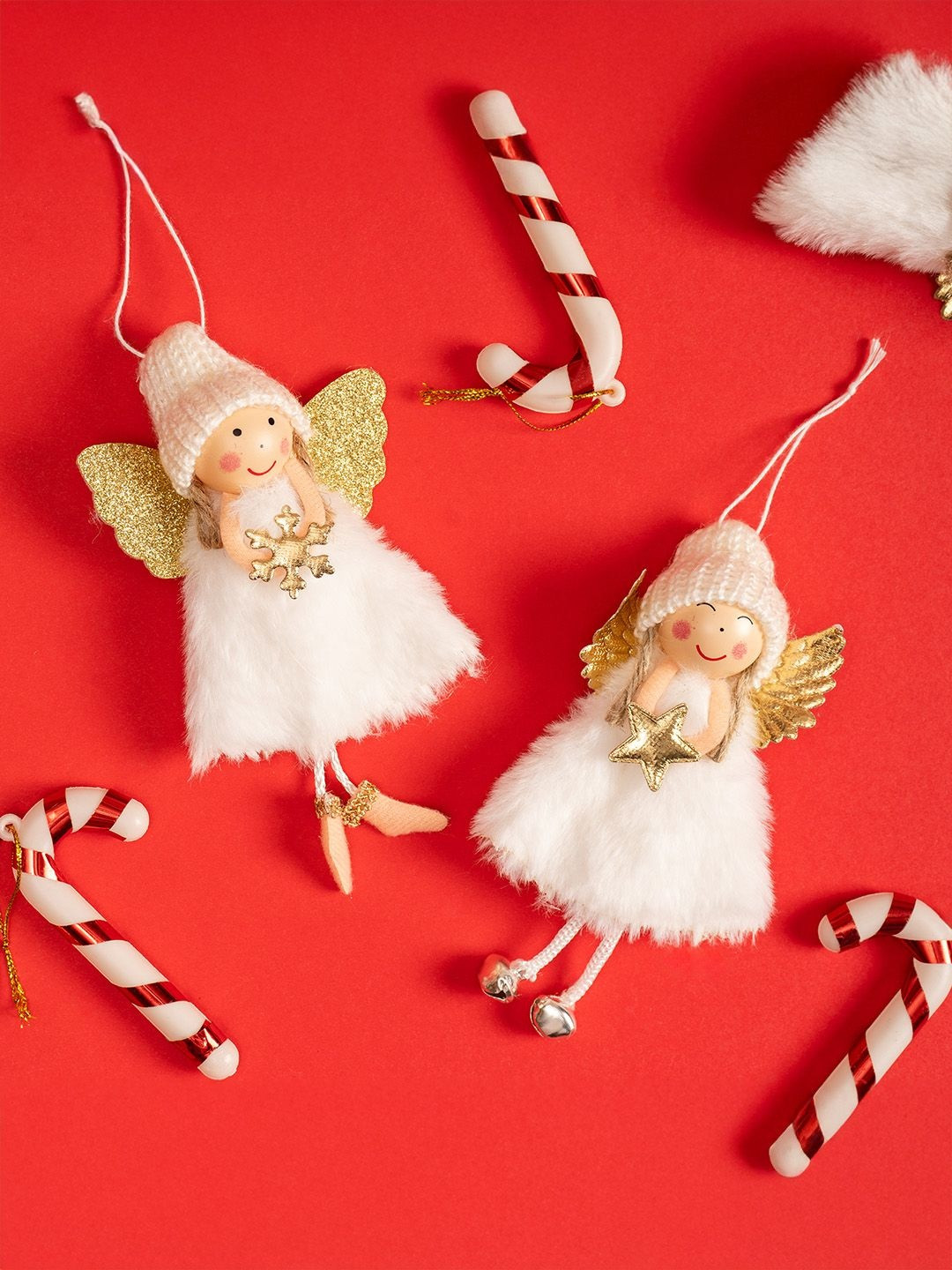 The Zappy Box 2-Pcs White Decorative Fairy Dolls Hangings Festive Decor