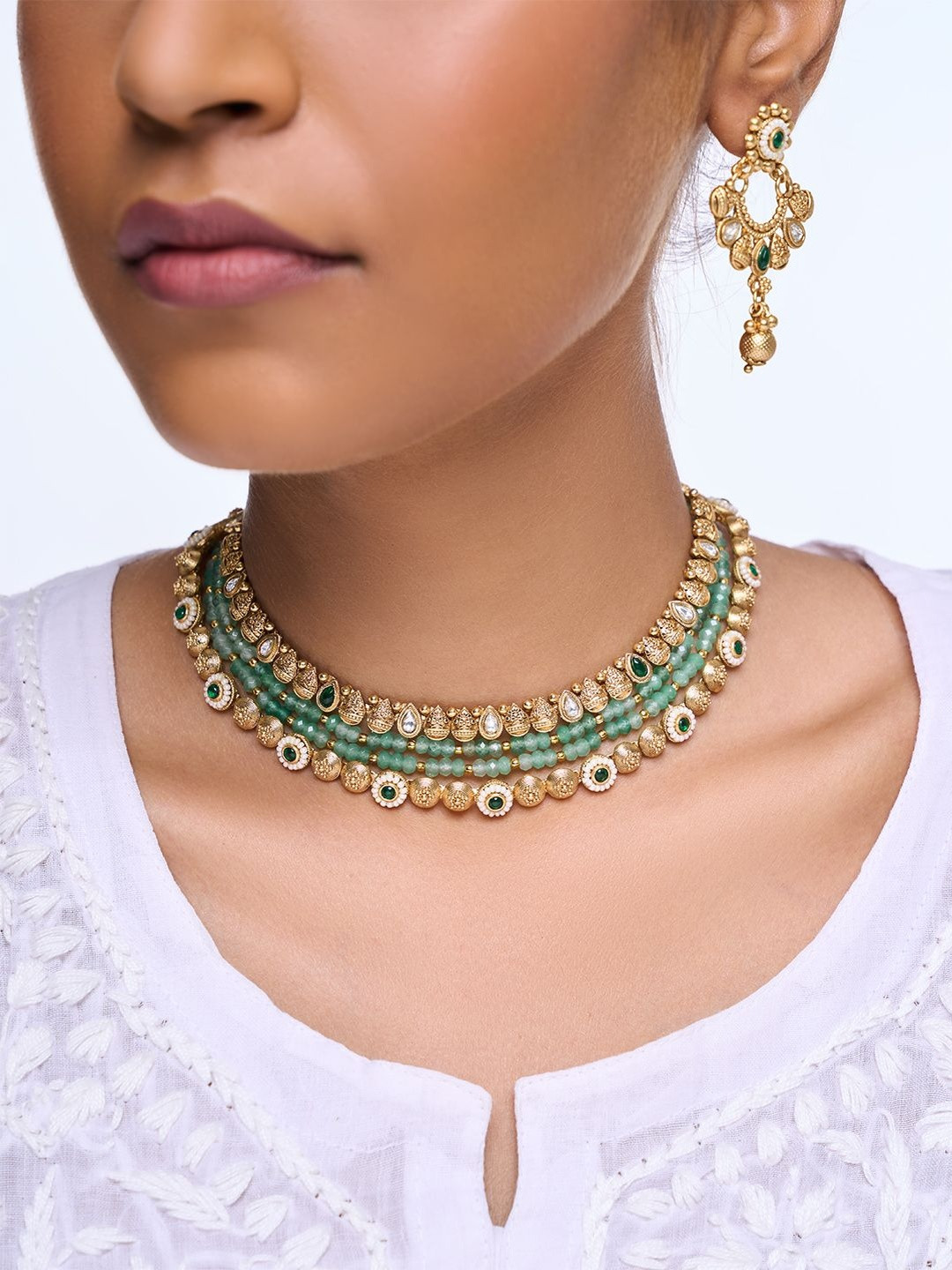 CAO Jewellery Women Choker Brass Necklace Set