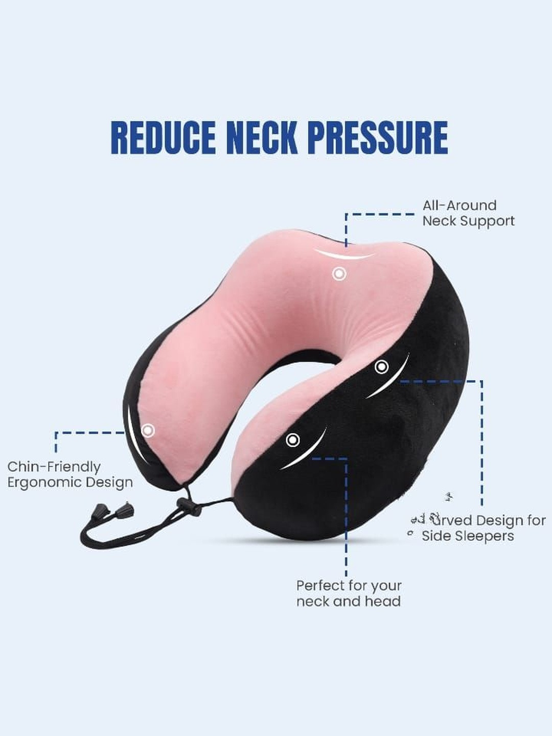 PILLOW TREE Pink Memory Foam Filled Faux Velvet Ultra Soft Travel Pillow