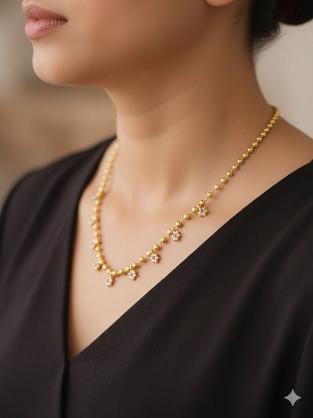 Shrinathji Imitation Women Brass Gold-Plated AD Diamond Necklace