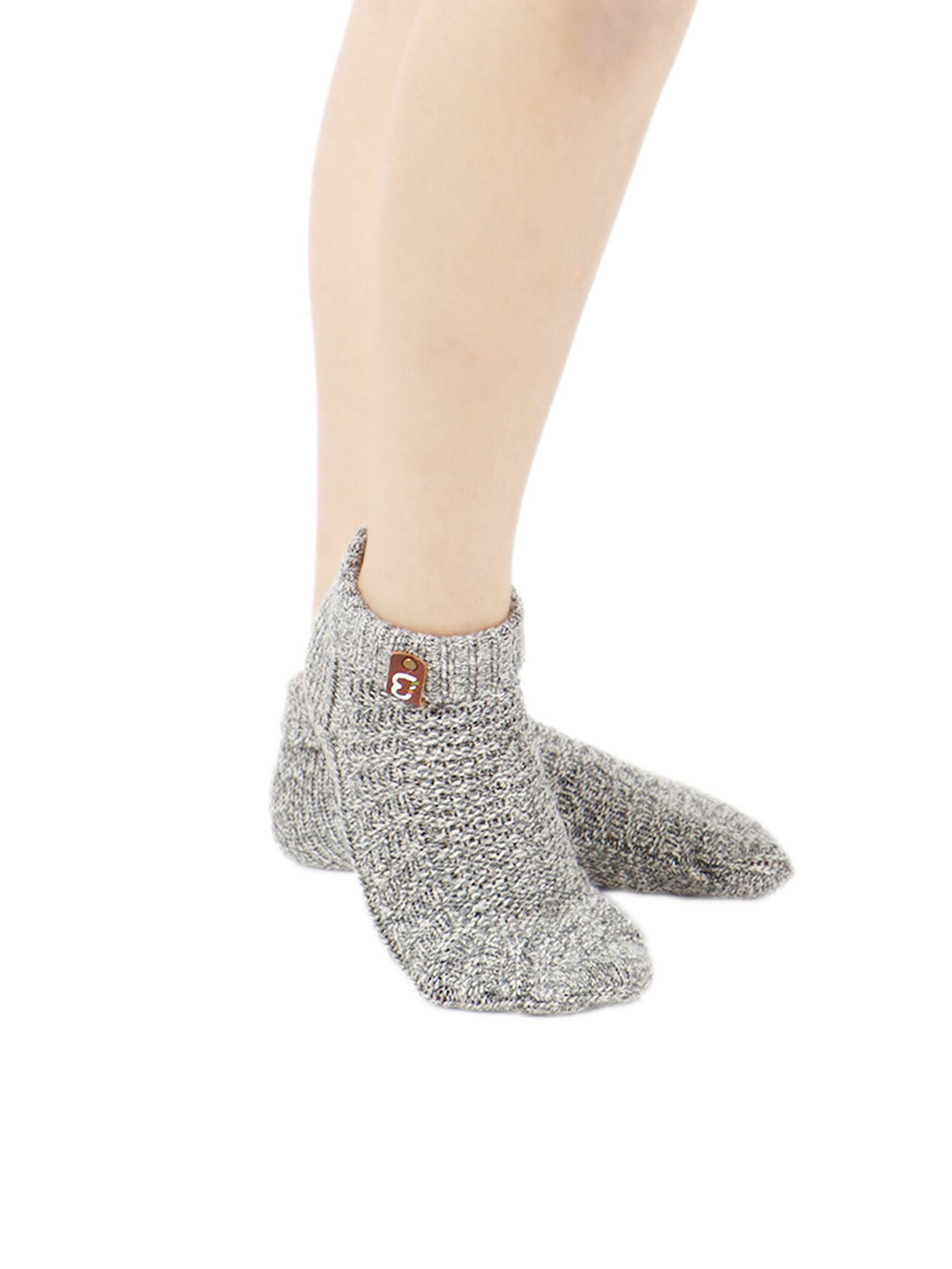 Bharatasya Girls Grey Melange Self Design Acrylic Ankle-Length Socks