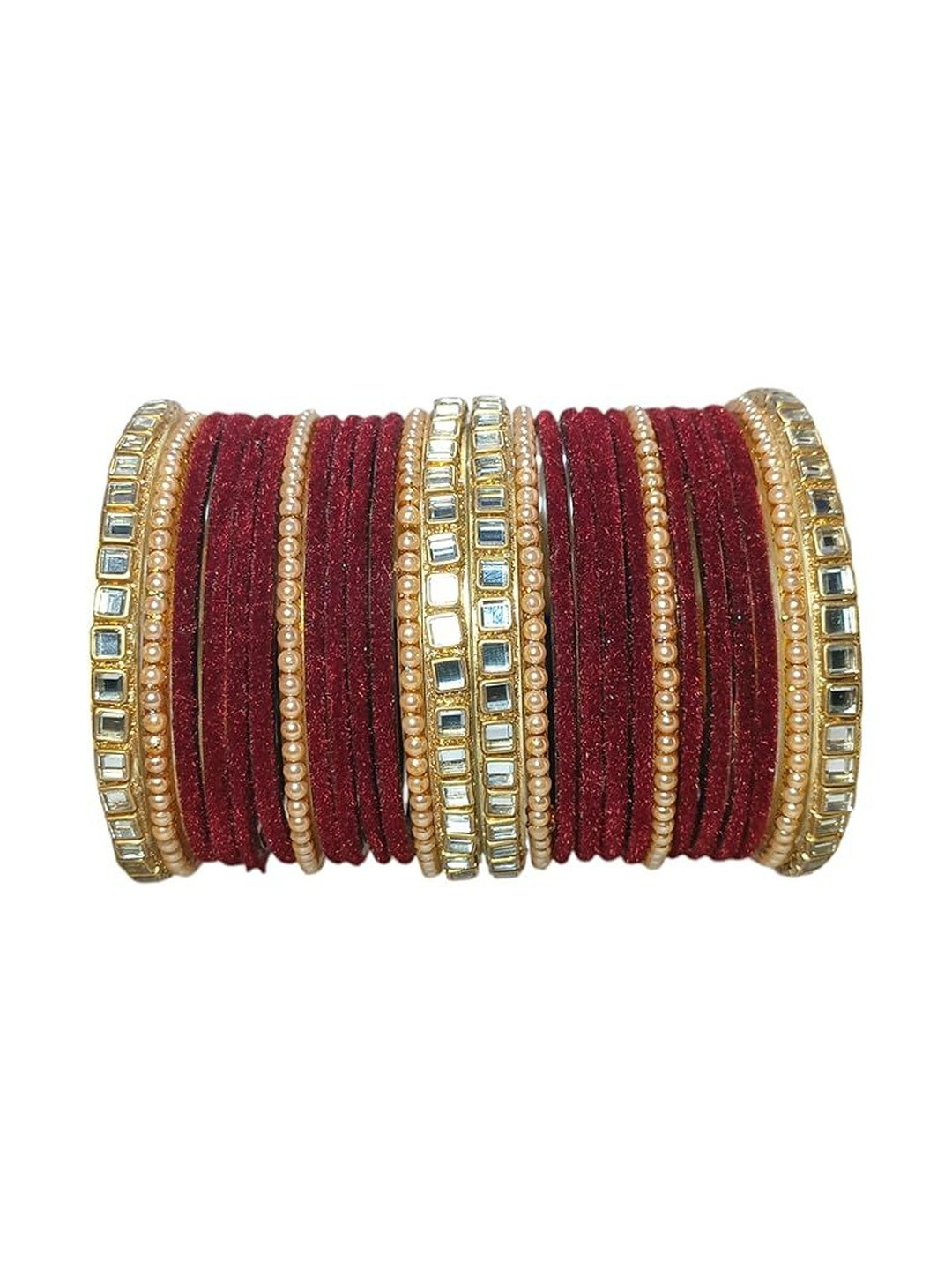 SD Star Maroon Glass Artificial Stones & Beads Bangle