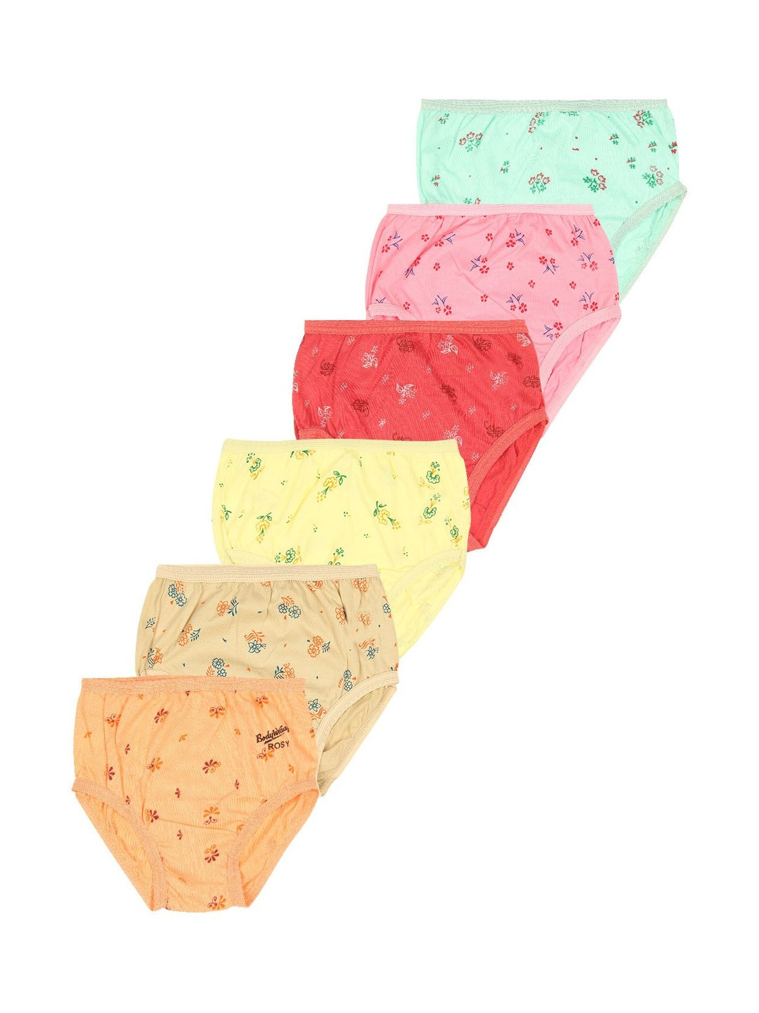 VIRUKSHAM Infant Girls Pack of 6 Printed Cotton Mid-Rise Hipster Briefs