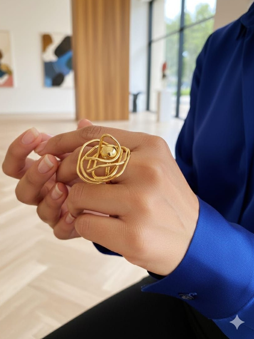 HeraDawn Gold Plated Stainless Steel Adjustable Finger Ring