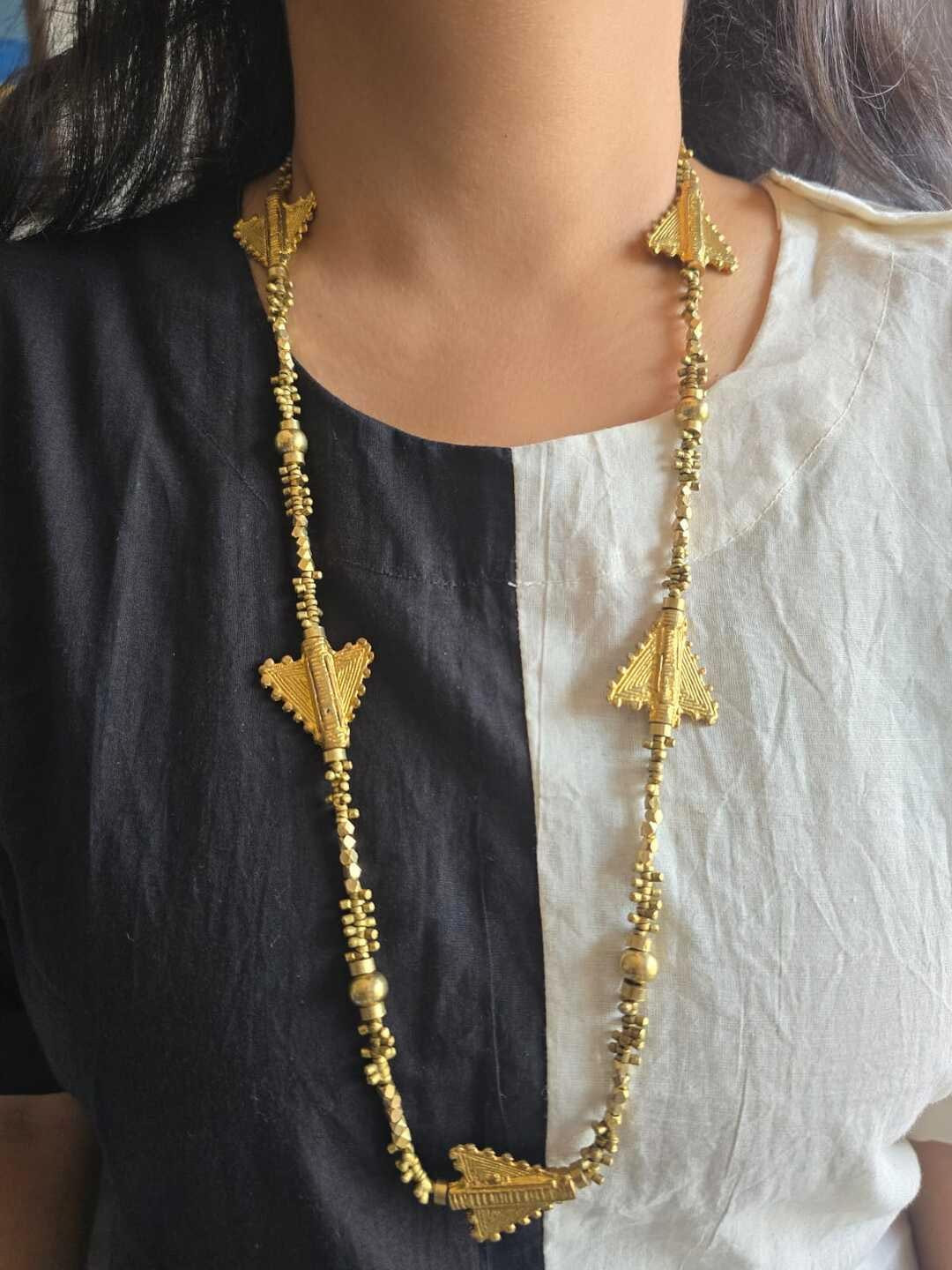 Studio Anviksha Lavinia Artificial Beaded Gold Tone Triangular Statement Necklace