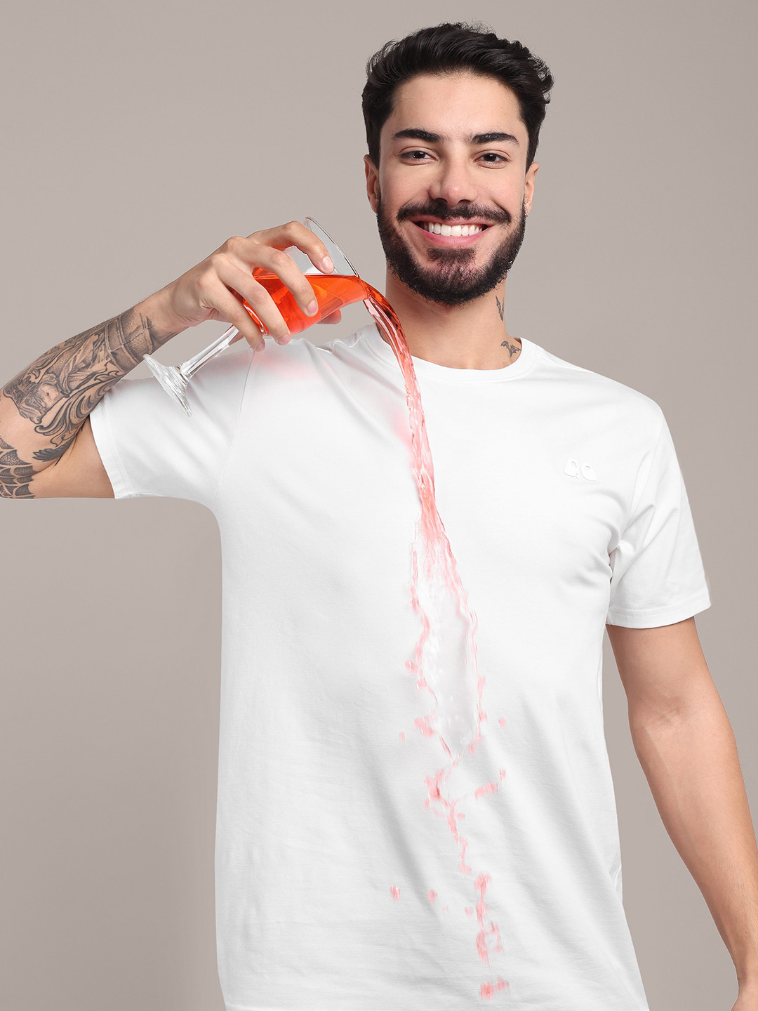 Vandee Men Brand Logo Antimicrobial T-shirt