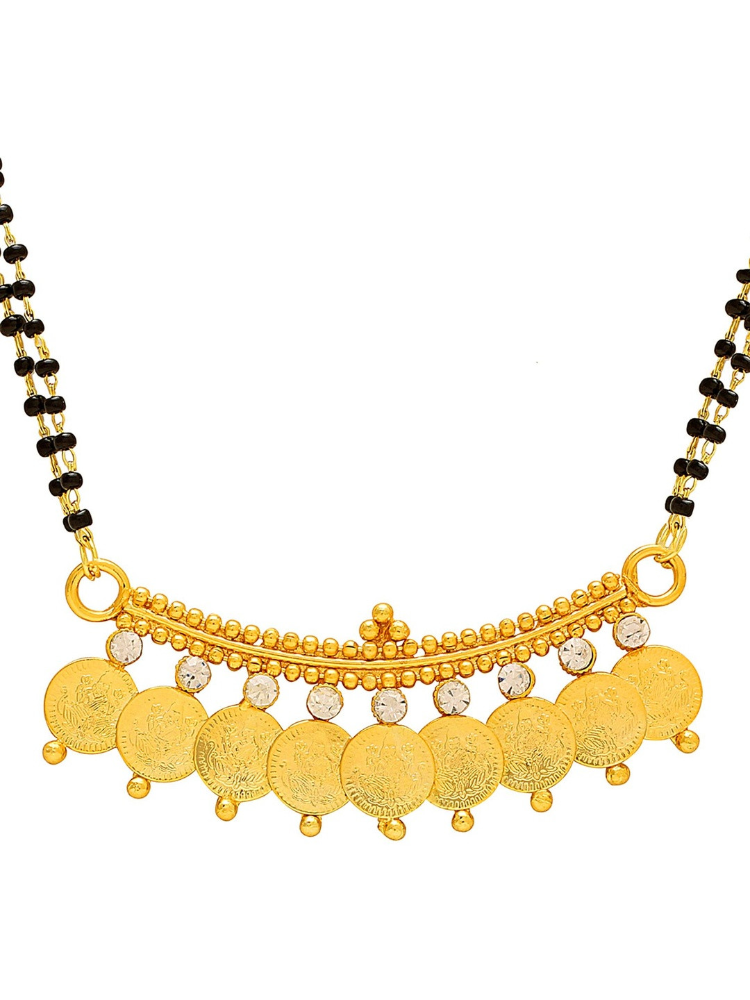 DZINETRENDZ Women Gold-Plated Coin Navgrah Lakshmi Mangaslutra