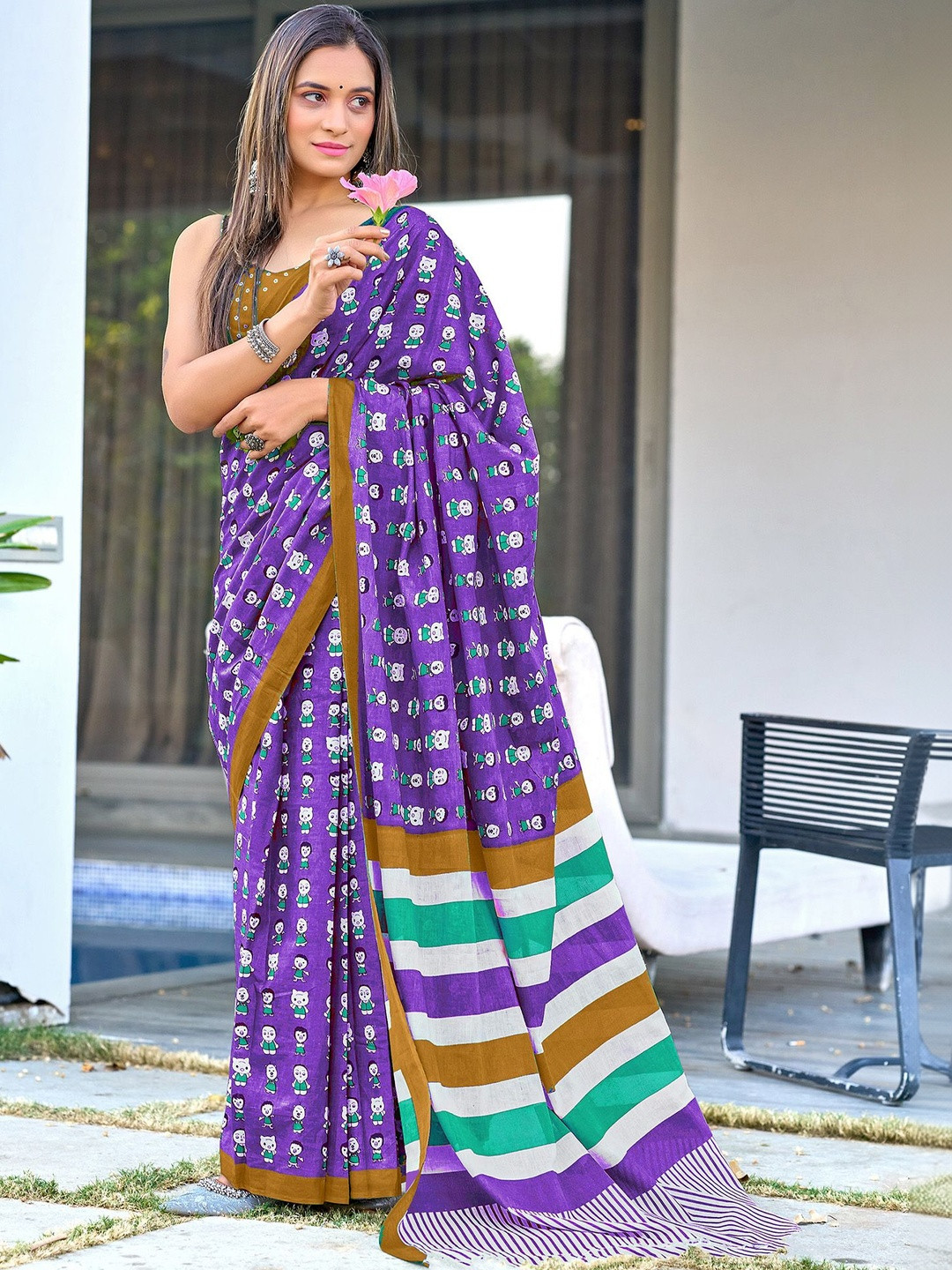KALINI Silk Cotton Block Print Saree