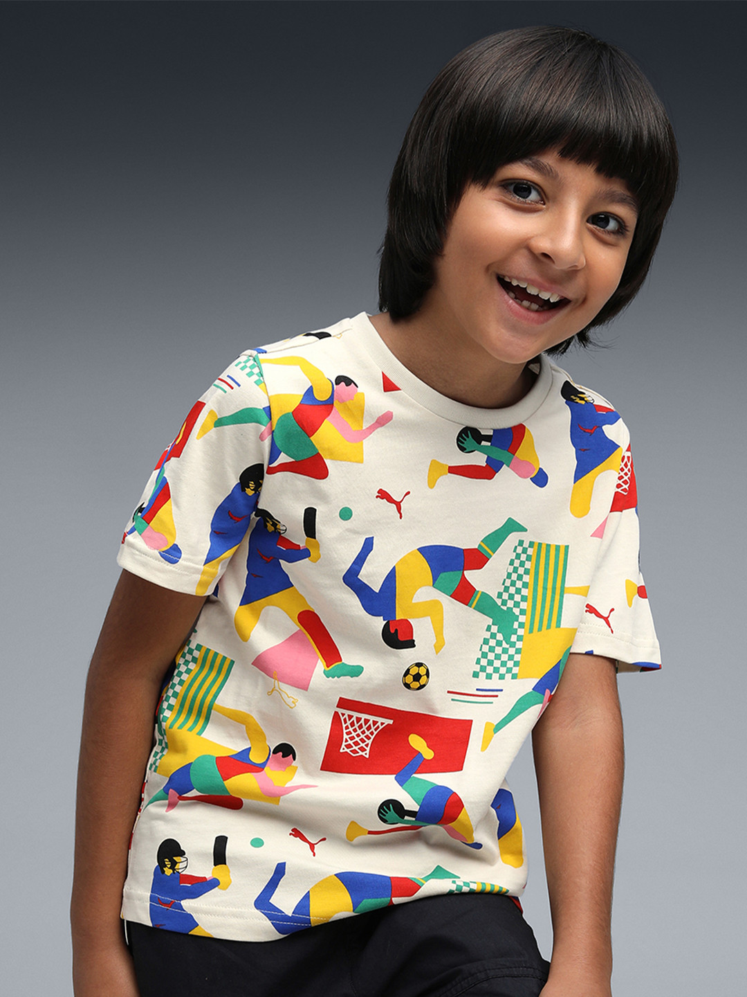 Puma Curious Explorers Aop Boys Printed Pure Cotton T-Shirt