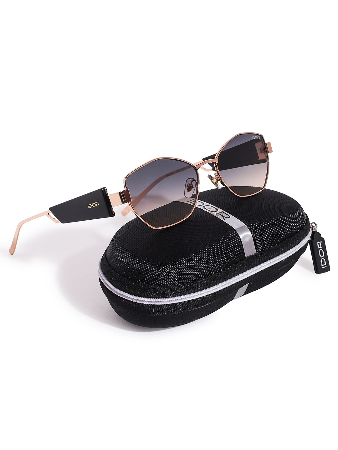 IDOR Women Oval Premium Metal High Quality UV Protected Sunglasses IDOR-69286-BLU