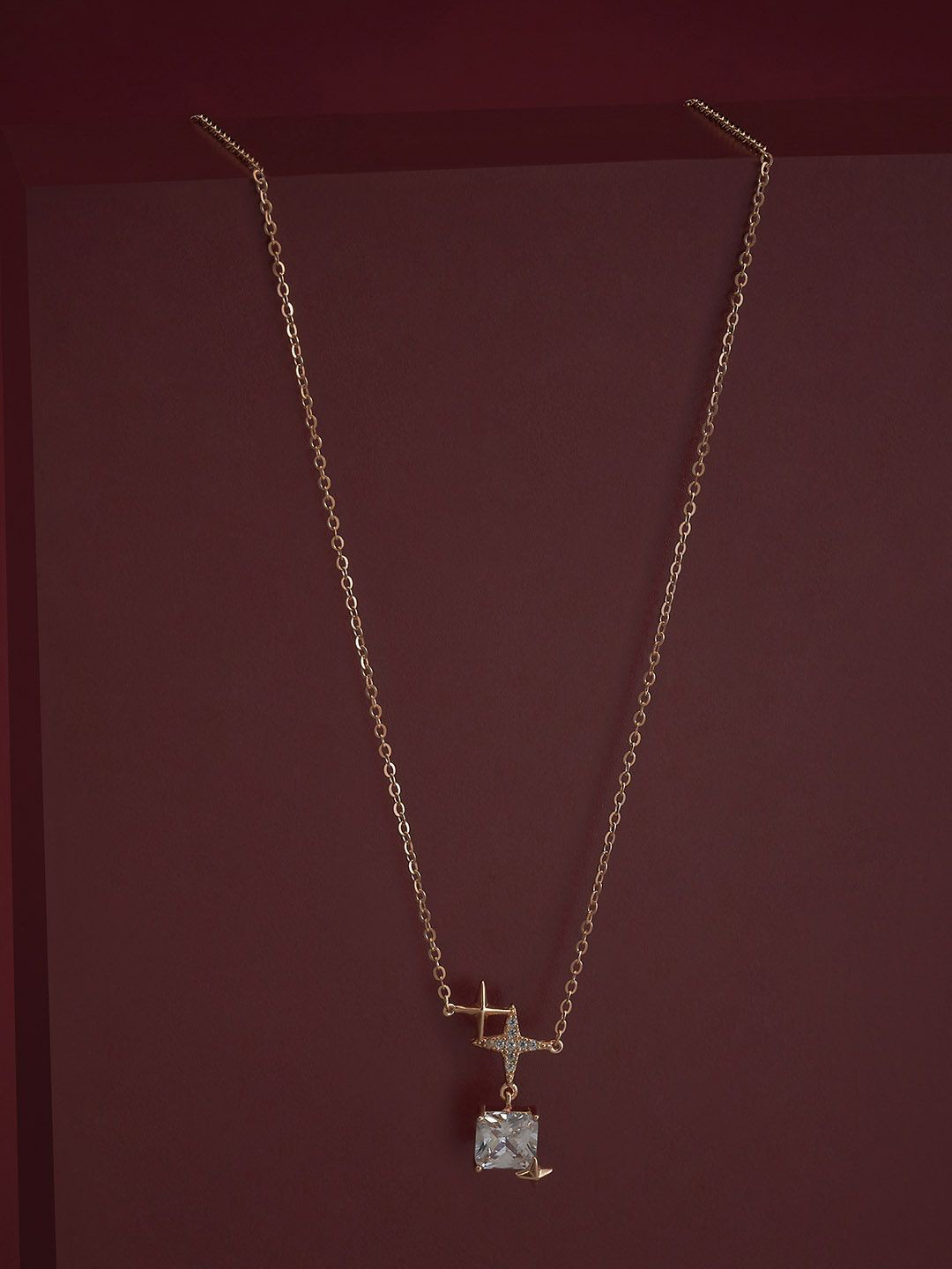 Kushal's Fashion Jewellery  92.5  SilverWhite Rose Gold-Plated Necklace