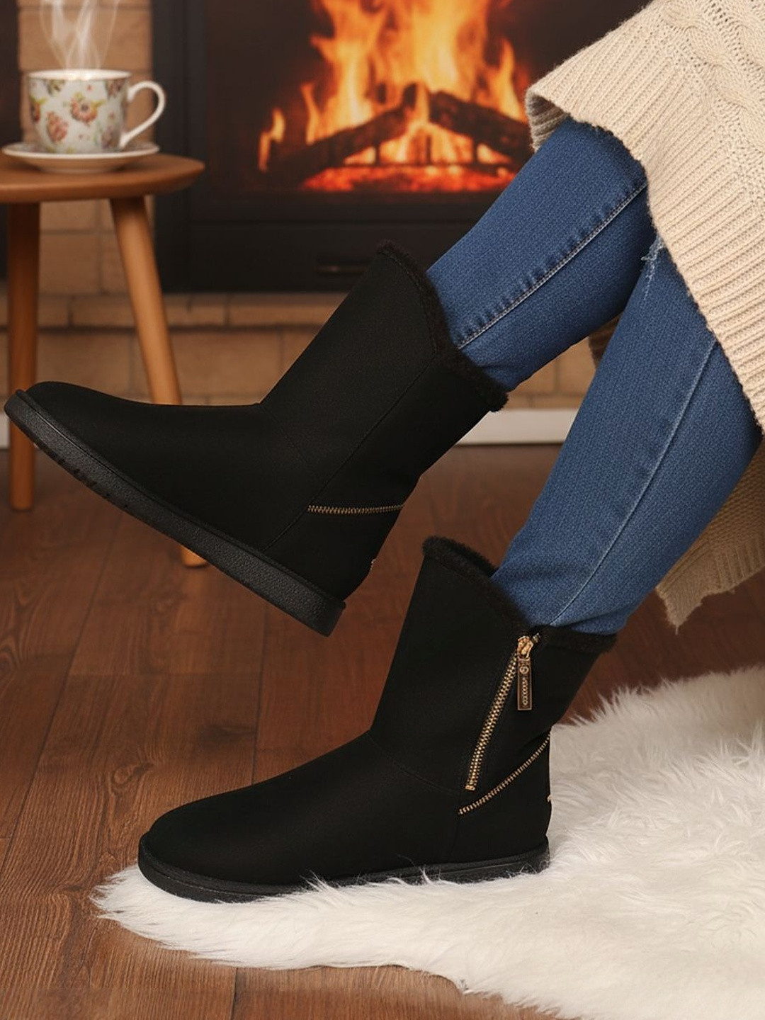 Carlton London Women Round Toe High-Top Winter Boots