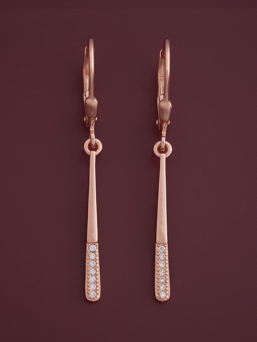 Kushal's Fashion Jewellery 92.5  Silver Rose Gold-Plated CZ Hoop Earrings