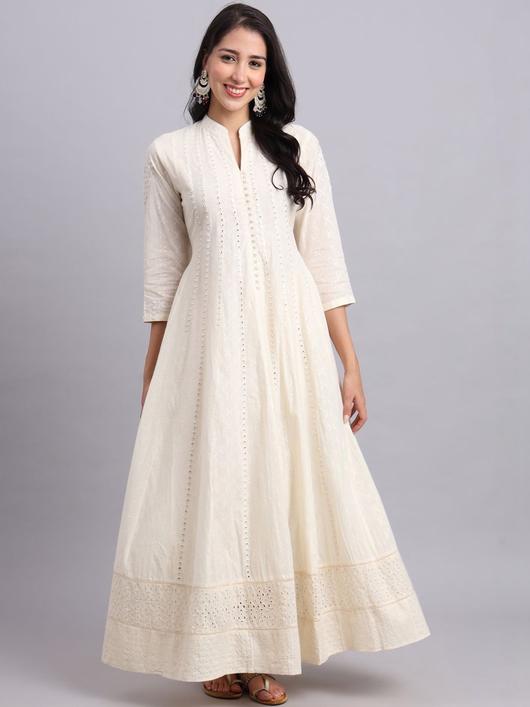 AWESOME COLLECTION Women Floral Embroidered Thread Work Floral Anarkali Kurta