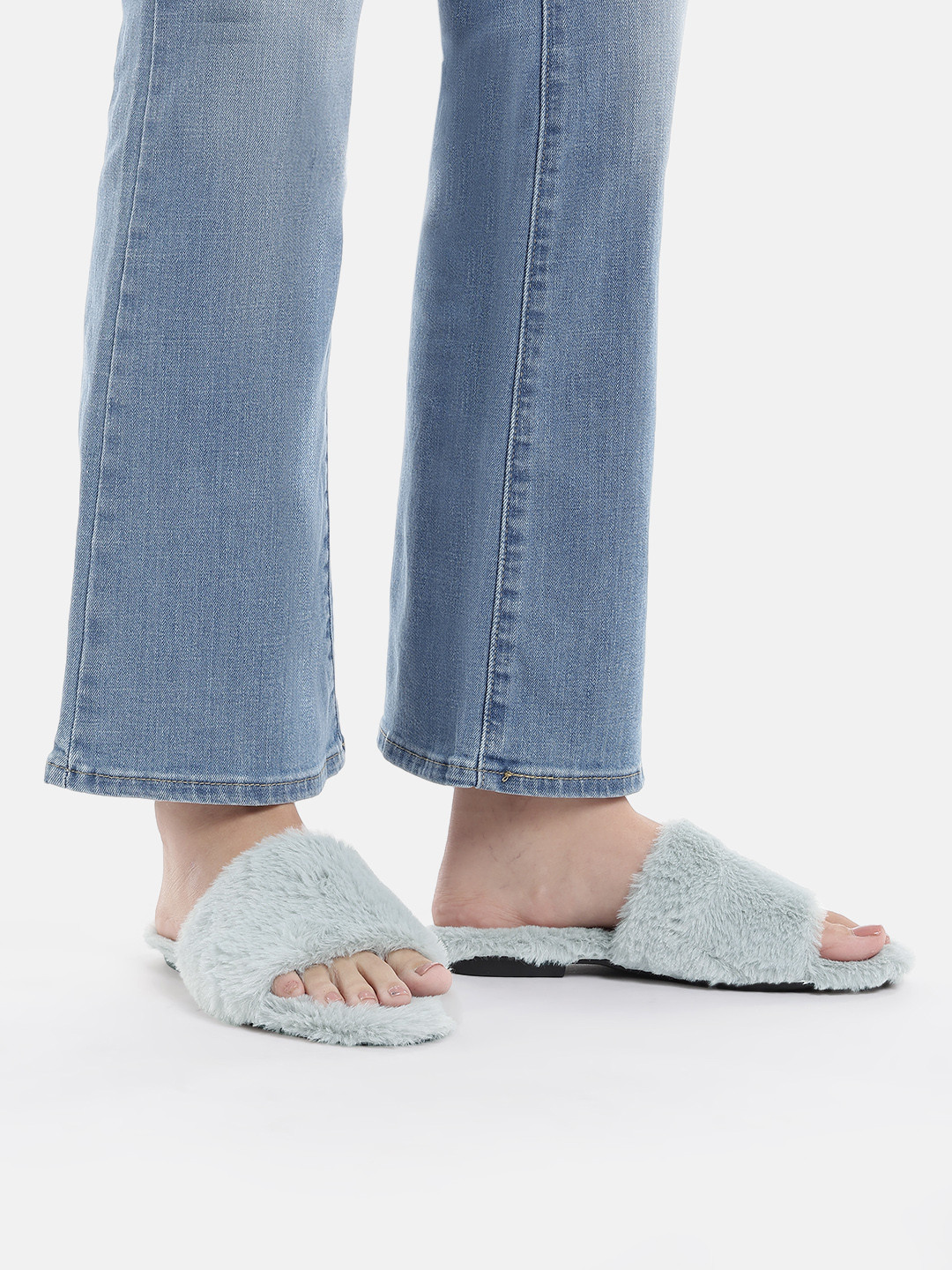 ZORI WORLD Women Fuzzy Open Toe Flats